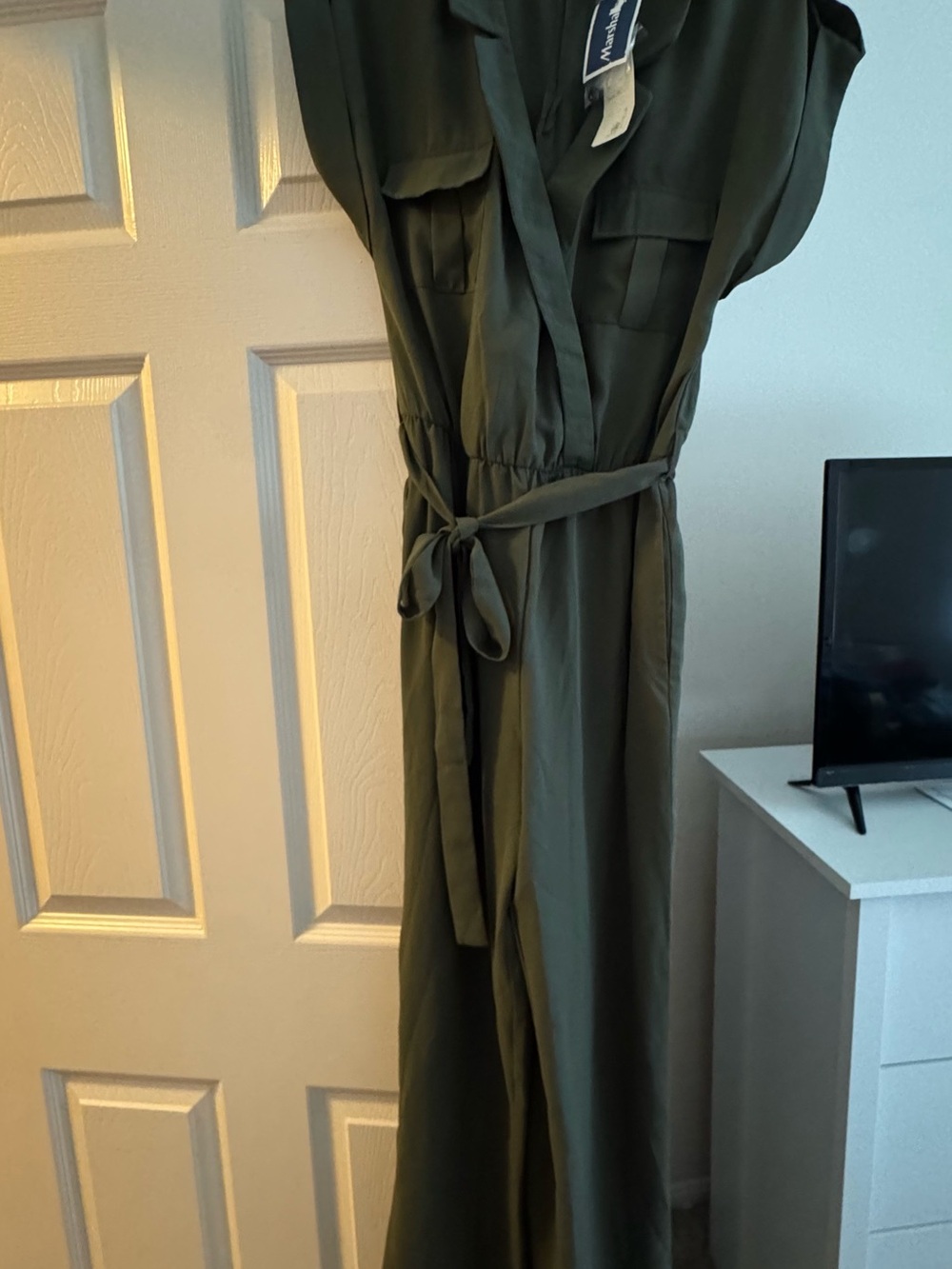 Olive Green Jumpsuit with Tie Waist